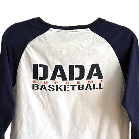 DADA SUPREME Basketball T-Shirt Raglan Long Sleeve Ring Neck Spell Out Medium - Picture 7 of 16